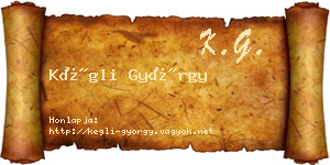 Kégli György névjegykártya